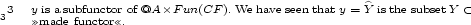 33 y isasubfunctorof@A �Fun(CF).We haveseen thaty = Y isthesubsetY < A@F un(CF ) »made functor«. 