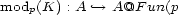 modp(K) : A --> A@F un(p 