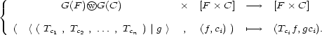 { G(F)wOG(C) � [F � C] - --> [F � C] ( < ( Tc1 , Tc2 , ... , Tcn )| g > , (f,ci) ) '- --> (Tcif,gci). 