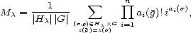 1 sum prod n Mc = ------- ai(g)!iai(s), |Hc ||G |(s,zg)(g (- )=Hzc(�s)Gi=1 