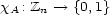 xA : Zn --> {0,1} 