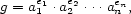 g = ae1.ae2...aen, 1 2 n 
