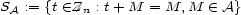 SA := {t (- Z/n : t+ M = M, M (- A} 