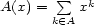  sum k A(x) = x k (- A 