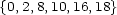 {0,2,8,10,16,18} 