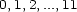 0,1,2,...,11 