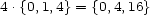 4.{0,1,4}= {0,4,16} 