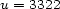 u = 3322 