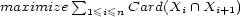  sum maximize 1\<i\<nCard(Xi /~\ Xi+1) 