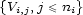 {Vi,j,j \< ni} 