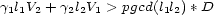 g1l1V2 + g2l2V1 > pgcd(l1l2)* D 