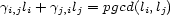 gi,jli + gj,ilj = pgcd(li,lj) 