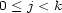 0 < j < k 
