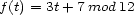 f(t) = 3t+ 7mod 12 