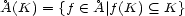 �A(K) = {f (- �A |f(K) (_ K} 