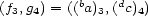 (f3,g4) = ((ba)3,(dc)4) 