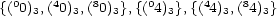{(00)3,(40)3,(80)3},{(04)3},{(44)3,(84)3} 
