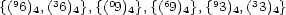  9 3 0 6 9 3 {( 6)4,( 6)4},{(9)4},{(9)4},{3)4,(3)4} 