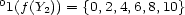 01(f(Y2)) = {0,2,4,6,8,10} 