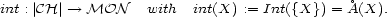 int :| CH |--> MON with int(X) := Int({X}) = �A(X). 