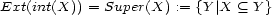 Ext(int(X)) = Super(X) := {Y |X (_ Y } 
