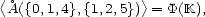 < > �A({0,1,4},{1,2,5}) = P(K), 
