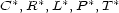  * * * * * C ,R ,L ,P ,T 