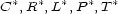 C*,R*, L*,P*,T* 