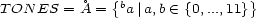 T ON ES = �A = {ba|a,b (- {0,...,11}} 