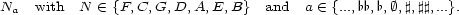 Na with N (- {F,C,G, D,A, E,B} and a (- {...,bb,b,�,#,##,...}. 