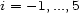 i = -1,...,5 