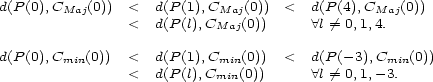 d(P (0),C (0)) < d(P(1),C (0)) < d(P (4),C (0)) Maj < d(P(l),C Maj(0)) A l /= 0,1,M4a.j Maj d(P (0),C (0)) < d(P(1),C (0)) < d(P (-3),C (0)) min < d(P(l),C min(0)) A l /= 0,1,-m3i.n min 
