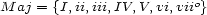  o M aj = {I,ii,iii,IV,V,vi,vii} 