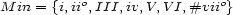  o o M in = {i,ii,III,iv,V,V I,#vii} 