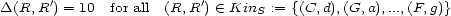 D(R, R') = 10 for all (R,R') (- KinS := {(C, d),(G,a),...,(F,g)} 
