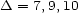 D = 7,9,10 